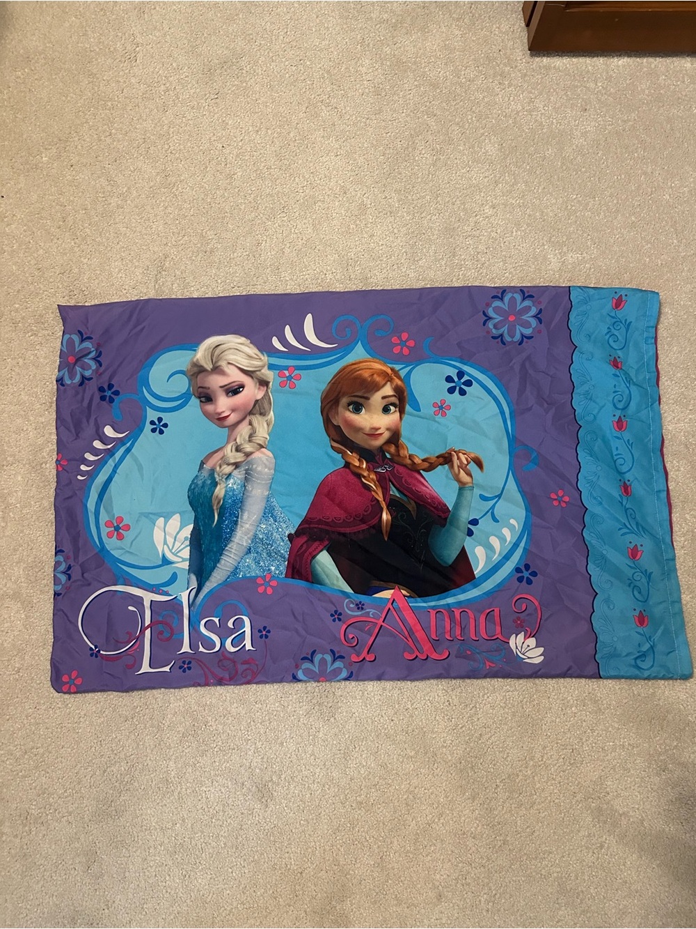 Disney Frozen Elsa & Anna Pillowcase - Purple, Turquoise, Pink